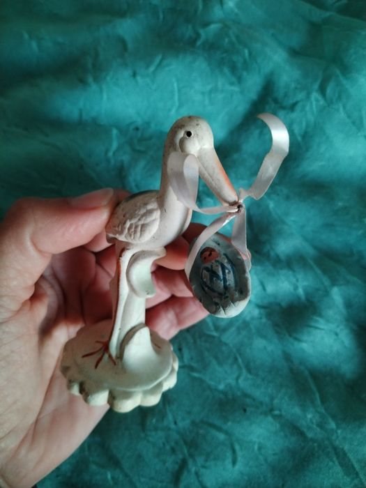 Cegonha decorativa para bolo de batizado