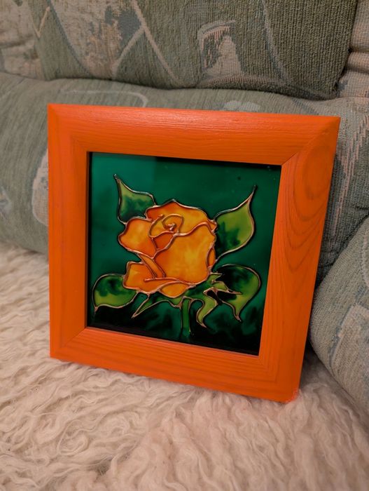 Obrazek witrażowy, witraż w ramce