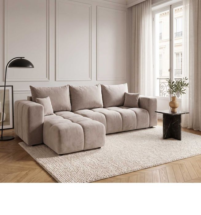 Furniva | Narożnik NUVOLIA rozkładany z funkcją spania i pojemnikiem na pościel | Rogówka kanapa sofa narożna chmurka | NOWY od producenta | Dostawa |