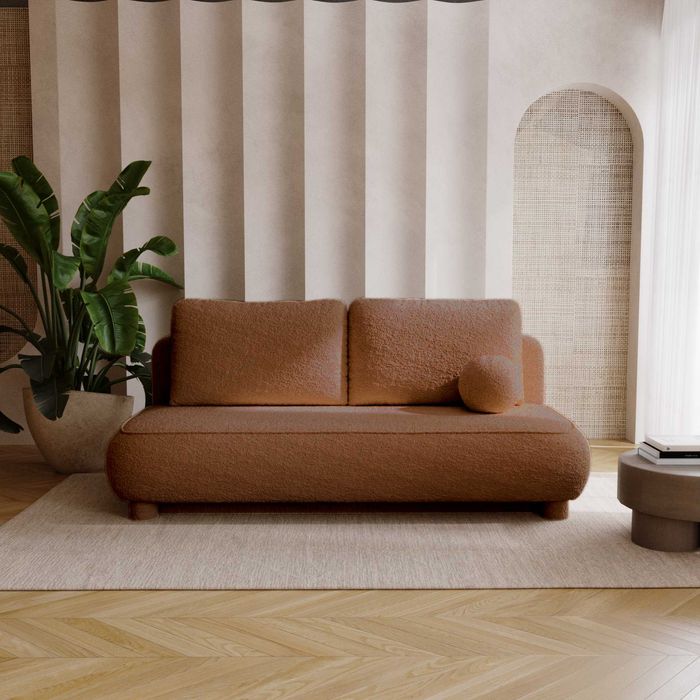 Wygodna Sofa Kanapa ABRIGO Rozkładana Funkcja Spania Pojemnik BOUCLE