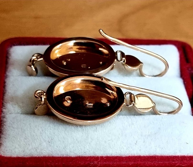 Золотые серьги самовары, фонарики, лиры, 583 проба СССР.