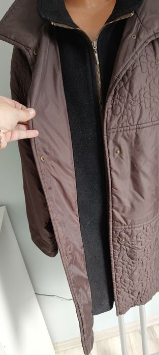 48 4XL 5XL 50 Fabiani kurtka damska parka brązowa brąz stójka