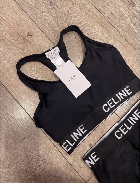 Жіночий чорний костюм лосини і топ Celine