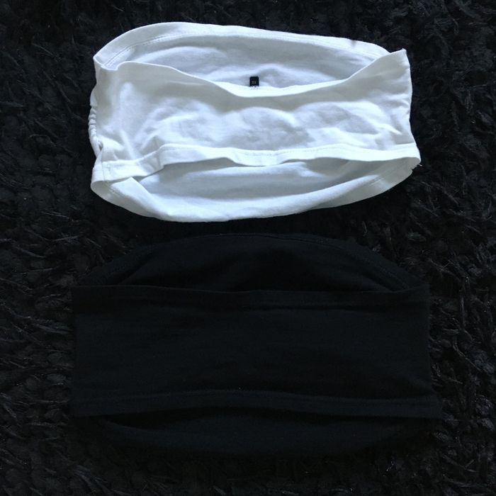 Biały / Czarny Stanik / Top Bandeau XS (2 pak) bawełniany