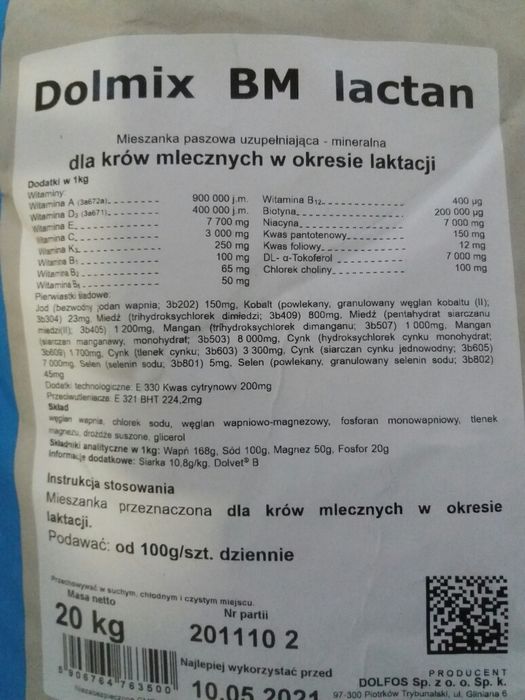 witaminy dla krów Dolfos Dolmix