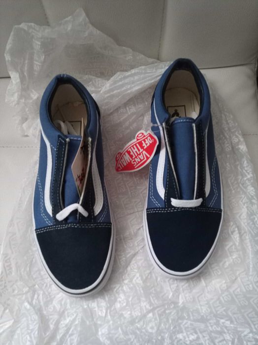 Vans old skool 36,5 navy elementy skórzane nowe Vansy granatowe