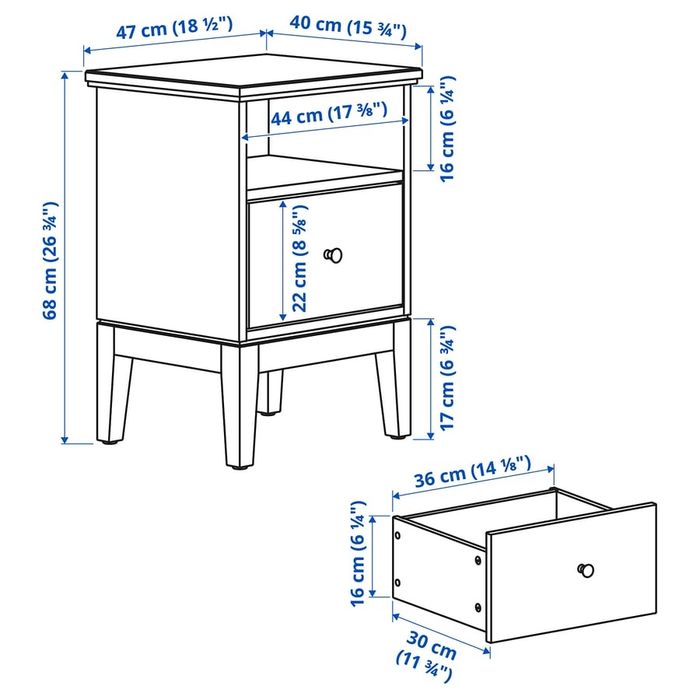 NOVA - IDANÄS IKEA -  Mesa de cabeceira, branca, 47x40 cm - PVP 139€