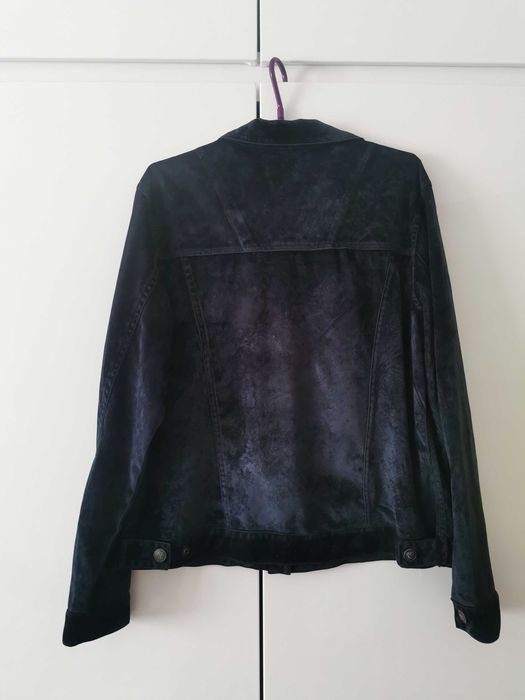 Welurowa kurtka katana koszula granatowa vintage 40 L 42 XL