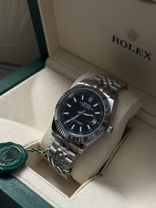 Rolex Datejust silver black 41мм ролекс чоловічі годинник