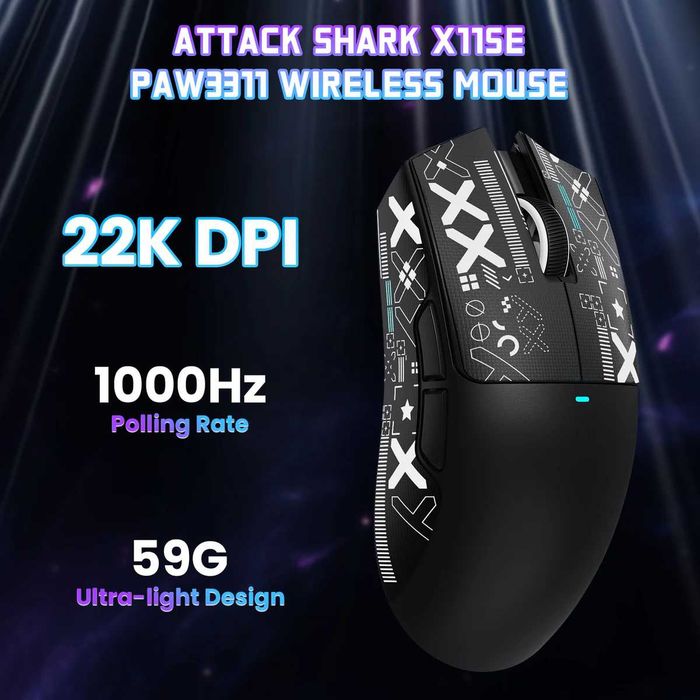 Ігрова бездротова миша ATTACK SHARK X11SE Tri-Mode 18000 DPI, 59 г