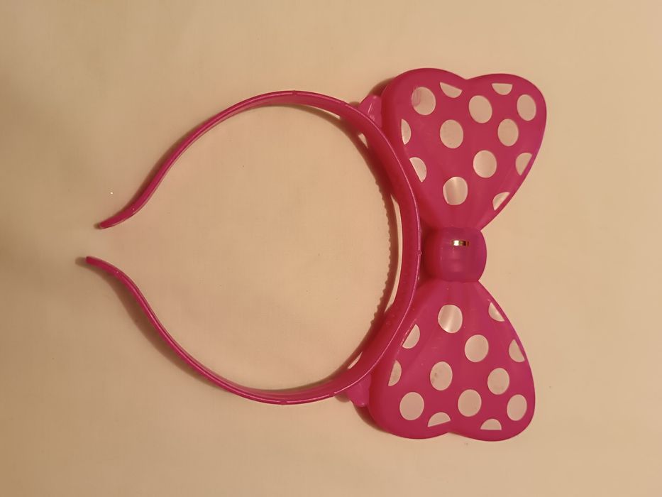 Bandolete Fantasia Minnie Mouse. Laço Rosa