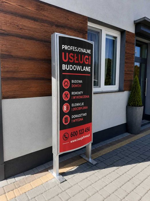 Kaseton pylon reklamowy reklama świetlna wisząca lub stojąca