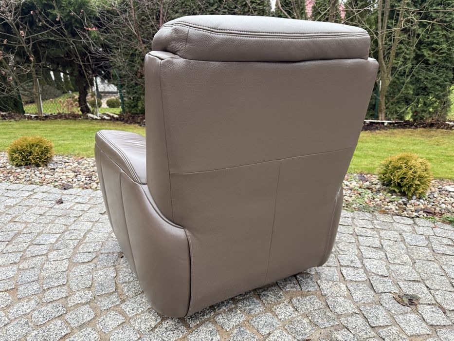 fotel rozkładany relaksacyjny z funkcją relax TV skóra naturalna