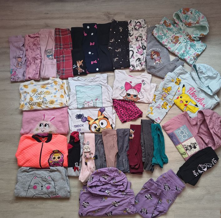 Mega paka ubranka dziewczynka zima dresy legginsy ocieplane bluzy skye