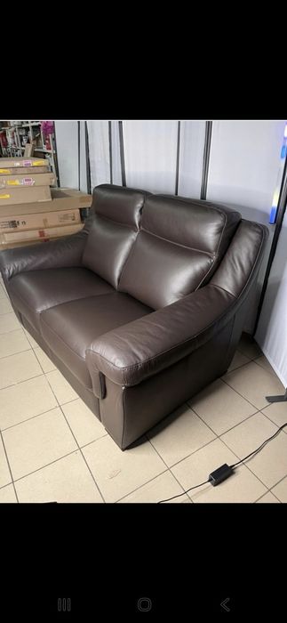 Sofa 2-osobowa Skórzana Brązowy 160x90x100cm