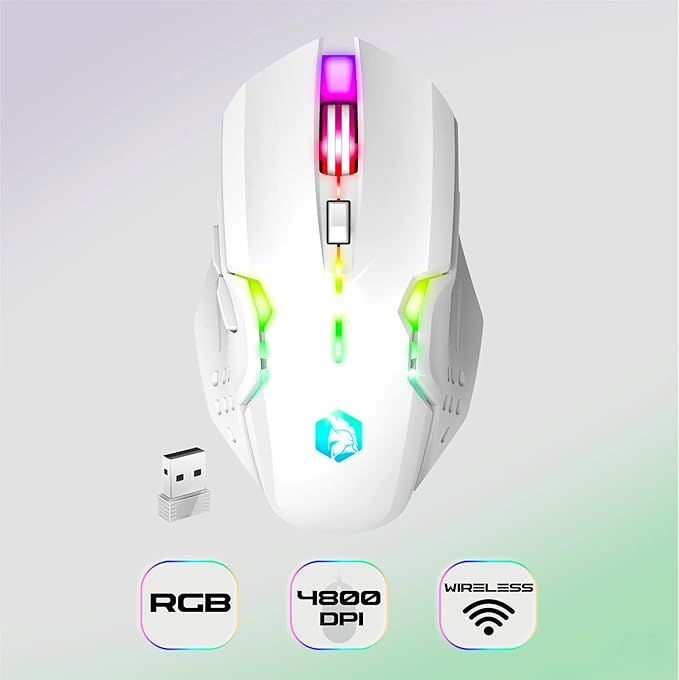 Empire Gaming RF800 Bezprzewodowy Gamepad AZERTY, RGB, 4800 DPI, Biały