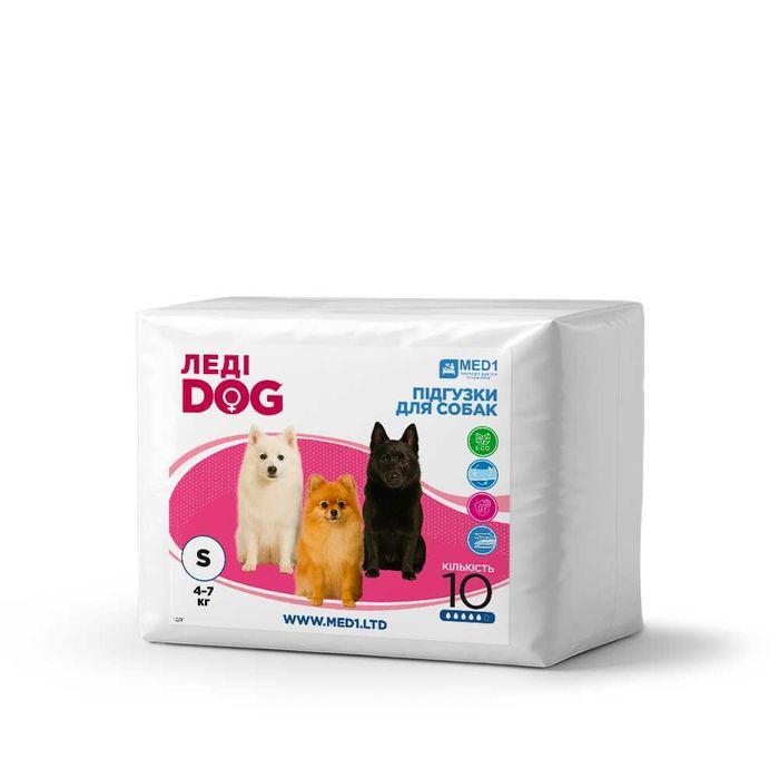 Підгузки для собак Леді Дог, розмір S (10 шт. в упаковці) MED1-LD-S