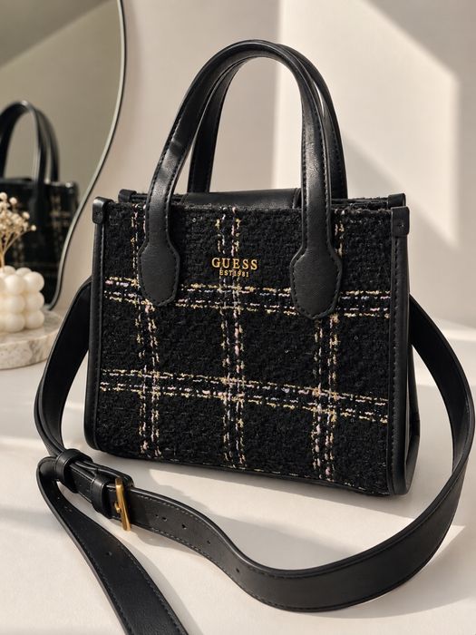 Сумка Guess оригинал / твидовая черная