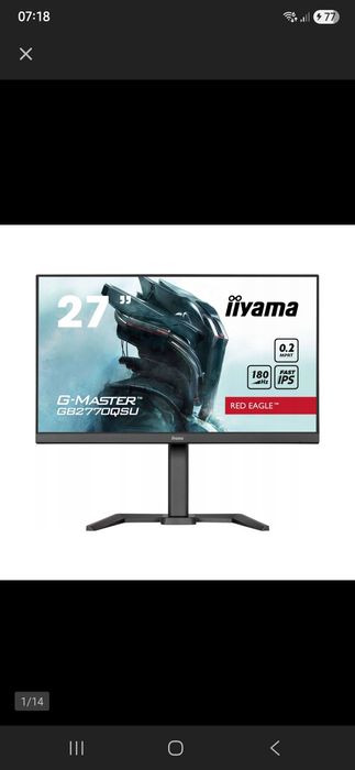 Monitor IIyama 27 cali 180hz 0.2ms 2k