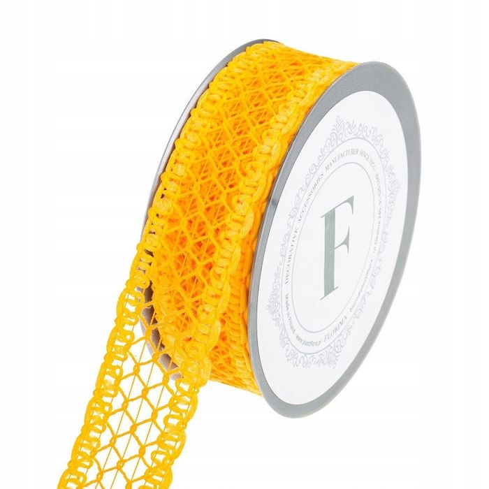 Wstążka tkana Torino Koronkowa Jasnopomarańczowa  3,5cm/10m