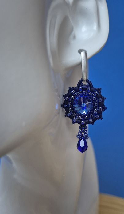 Kolczyki z kryształami Swarovski, szklane koraliki Toho, eleganckie