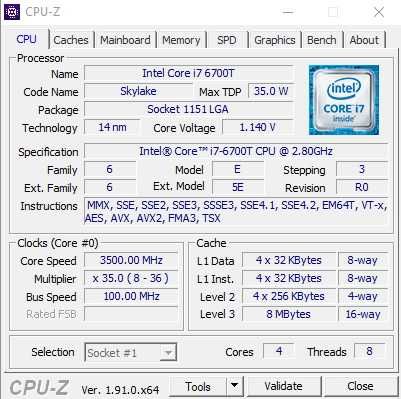 Intel Core i7-6700T 3.6 ГГц Turbo, s1151, 35 Вт