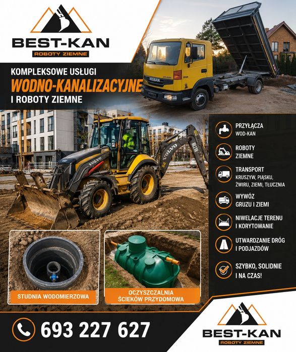 Przyłącza wodne i kanalizacyjne | roboty ziemne | usługi koparko ładowarką