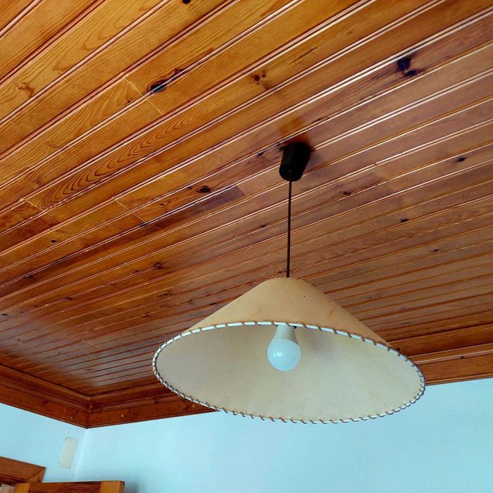 Candeeiro de Teto em Pele Natural | Estilo Rústico