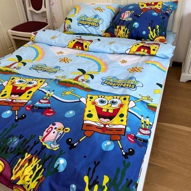 Губка Боб Дитячі Постільні комплекти, тканина Бязь Голд Люкс