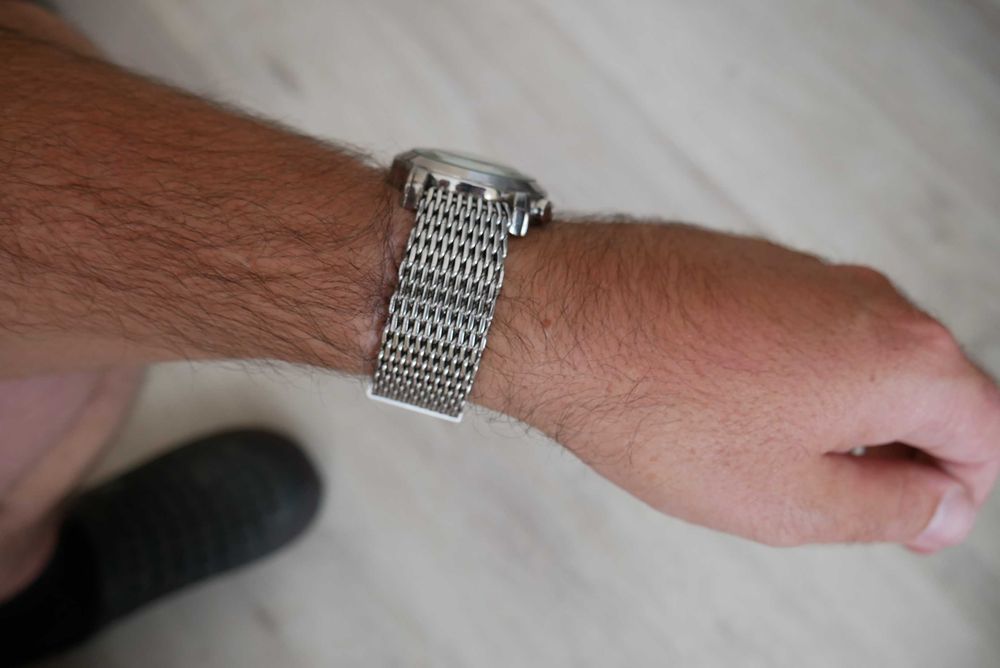 Zegarek Ascot chronograf bransoleta mesh mesz stalowy