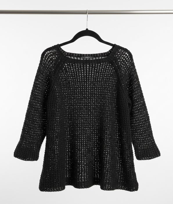 Czarny sweter OVERSIZE | Ażurowy splot | Made in Italy