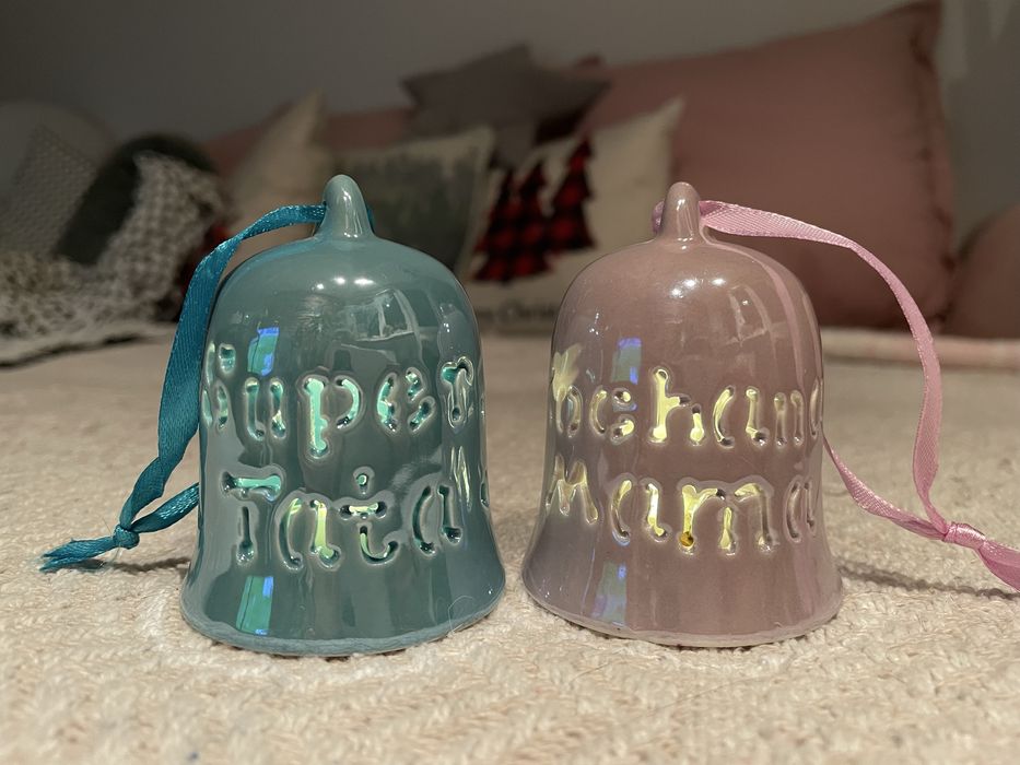 Świąteczne lampki dzwoneczki na baterie turkusowa różowa małe