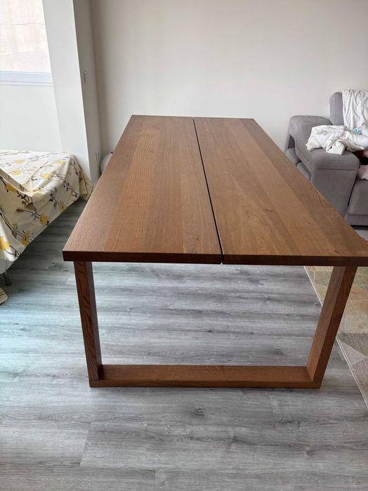 Mesa, chapa de carvalho velatura castanha, 220x100 cm