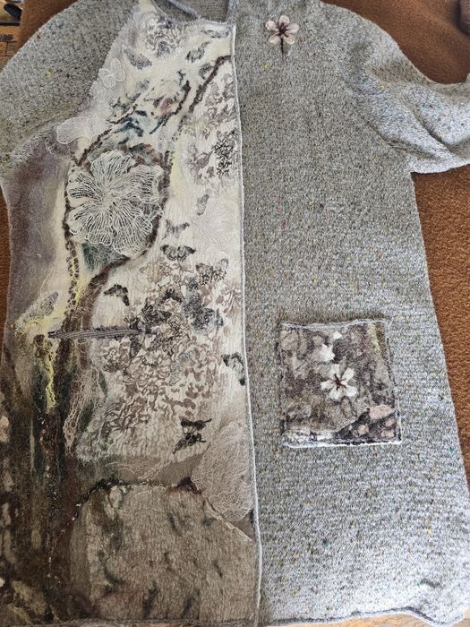 Валяно вязанное пальто