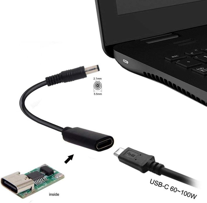 Cablecc PD кабель USB C Female to DC 5.5x2.1 mm 18–20 V