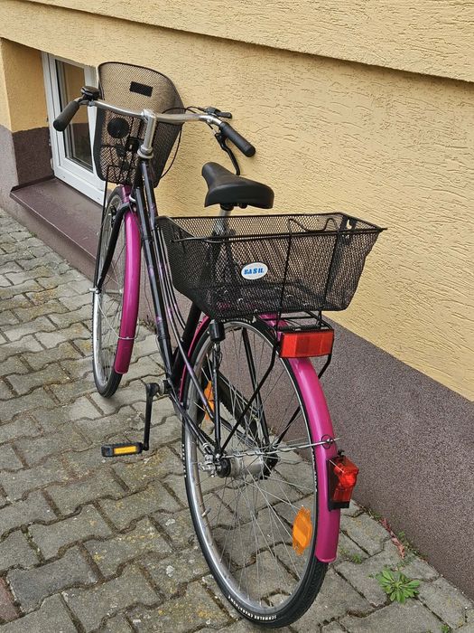 Rower Miejski "Retro Pink" –28 cali, 3 Biegi, Koszyki, Gotowy do Jazdy!