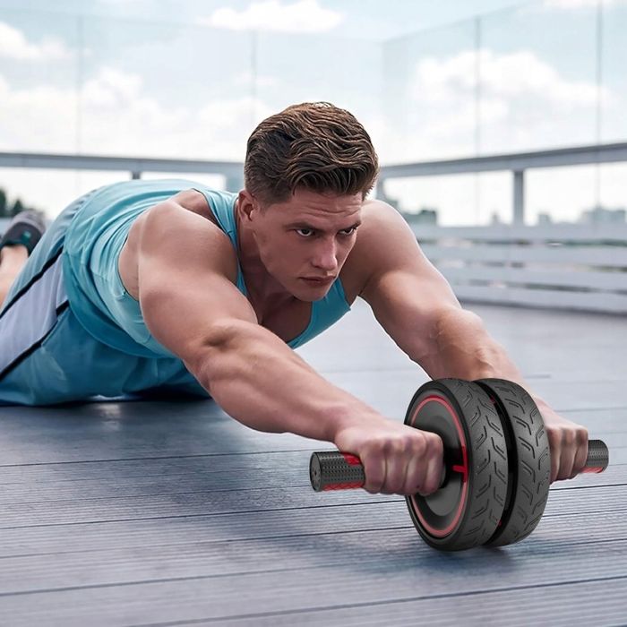 Roller Trenażer Brzucha Podwójne Koło AB Wheel Mata pod kolana