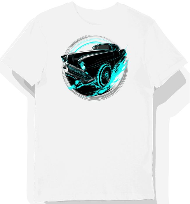 Koszulka męska biała z motywem gorącego rod XL