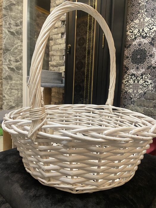 Корзина, плетенний кошик, білий, 38*15 см на пікнік / шашлик / барбекю