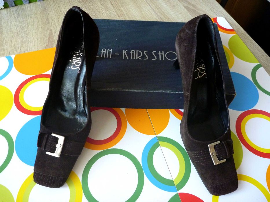 Brązowe czółenka ze skóry naturalnej LAN-KARS - 39