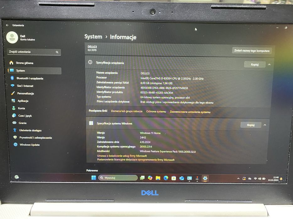 Notebook Dell G3 i5-8300H , 512ssd, 2tb hdd, nvidia 1050