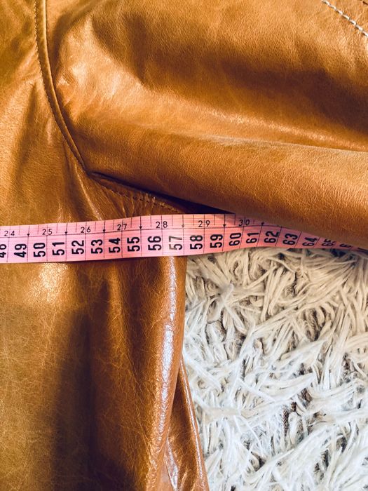 Kurtka płaszcz skórzany męski elegancka miękka, XL, super stan, beżowa