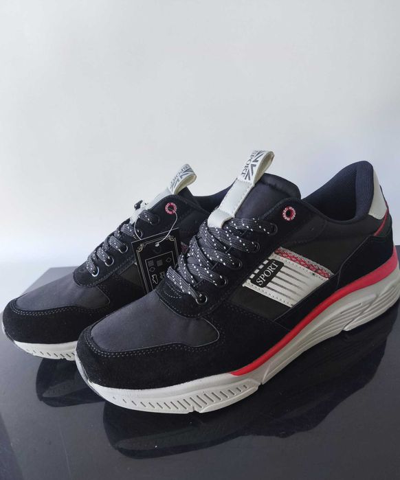 Czarne sportowe buty męskie nowe lekkie stylowe adidasy 43