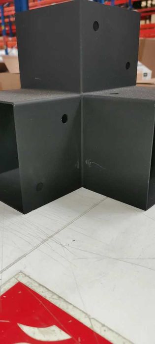 Łącznik kantówki słupa belki 12x12 czarny mat 3 końce narożnik