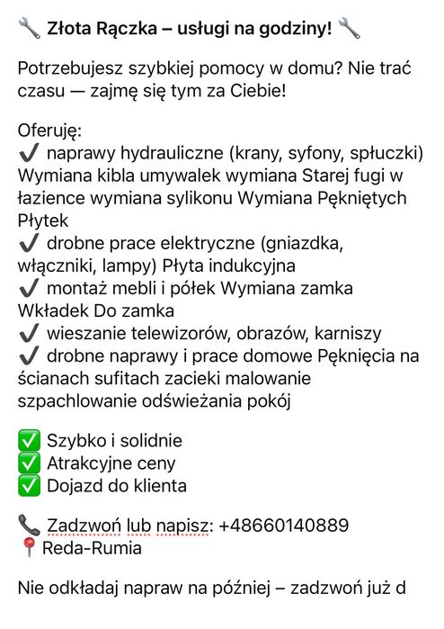 Oferuje naprawy różnych usterek