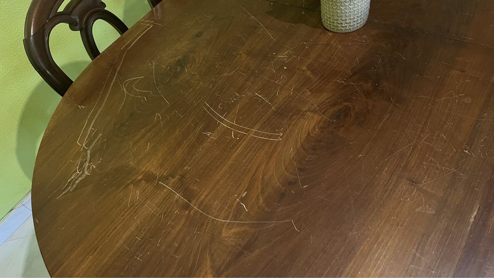 Mesa de jantar extensível em madeira maciça + 6 cadeiras - Apenas para recolha