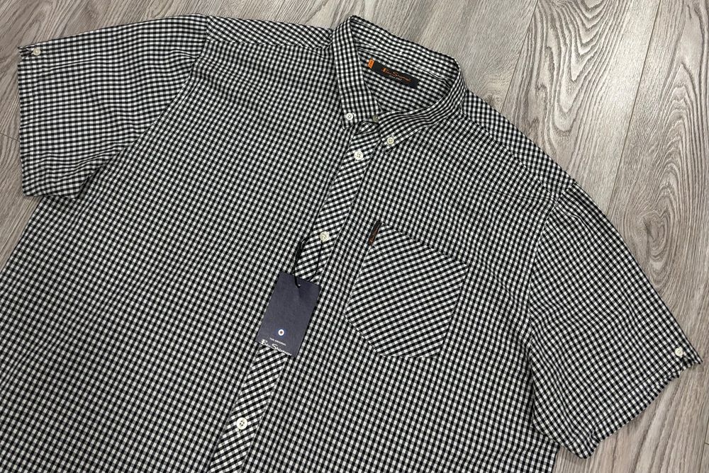 Ben Sherman 3XL Хлопковая Мужская тенниска рубашка клетчатая шерман 3X