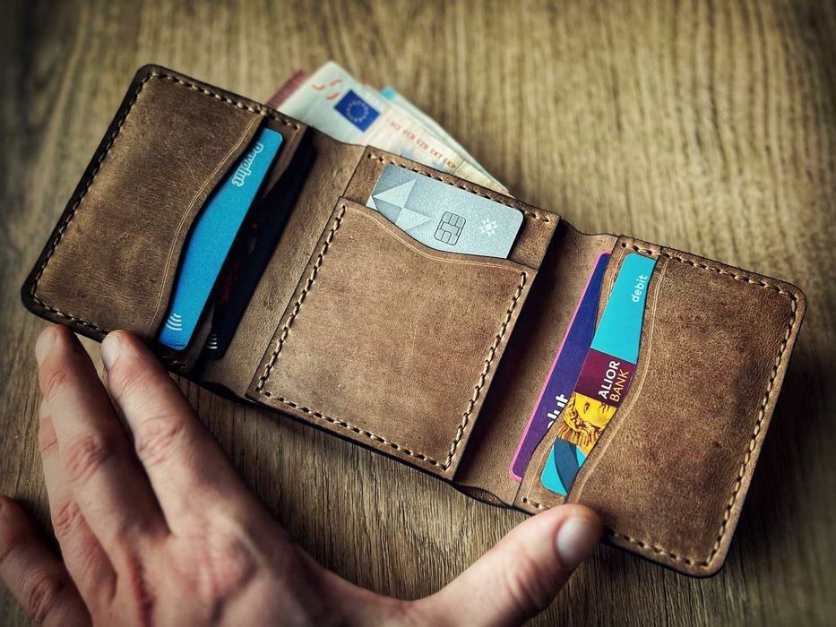 Ręcznie wykonany portfel ze skóry naturalnej minimalistyczny handmade
