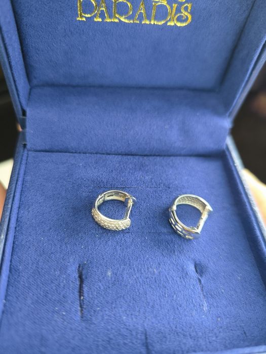 Серёжки белое золото с бриллиантами диамантами 585 проба 4.01 грамма