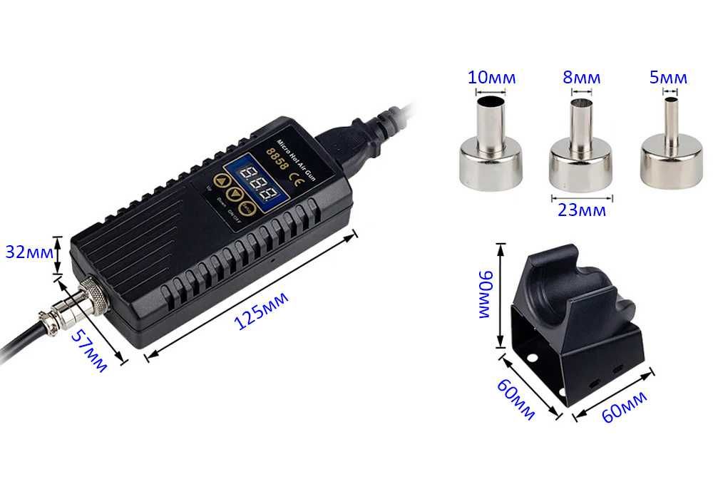 Термофен 8858 фен паяльна станція для пайки пластика та електроніки